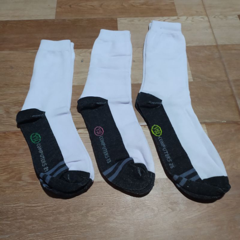 Kaos Kaki Sekolah SD SMP SMA Putih Polos dan Putih Telapak Hitam