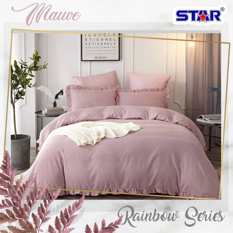 Sprei Set Premium Katun STAR Motif Polos Mauve