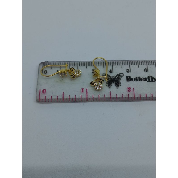 anting kait anak minnie mouse mp + mt hitam/ anting perak asli silver925 lapis emas/ anting fashion