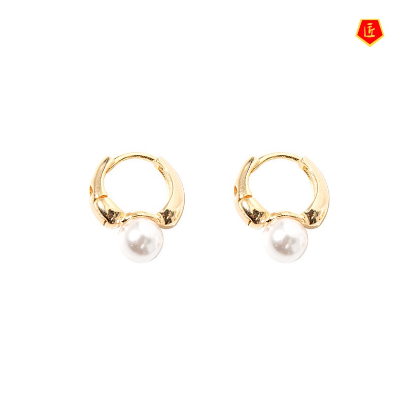 [Ready Stock]S925 Silver Trendy Vintage Pearl Stud Earrings for Women