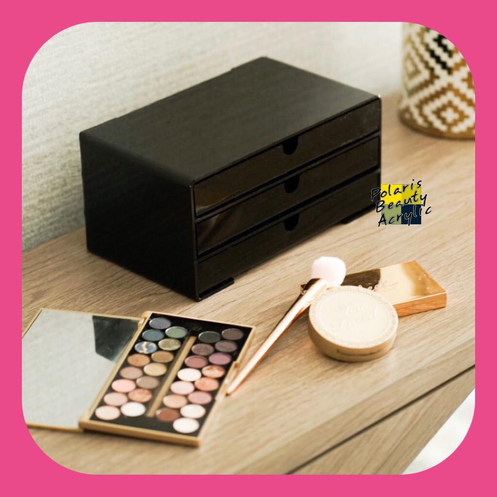 RAK KOSMETIK ACRYLIC-TEMPAT MAKEUP AKRILIK-BEAUTY CASE AKRILIK-3DRAWER