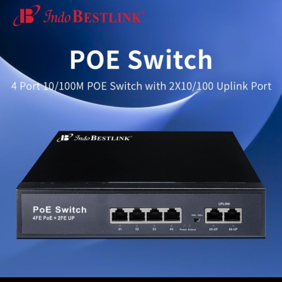 Switch poe indobestlink bestlink 4 port 10/100Mbps lan rj45 with 2 port uplink ib-4f2f-65w