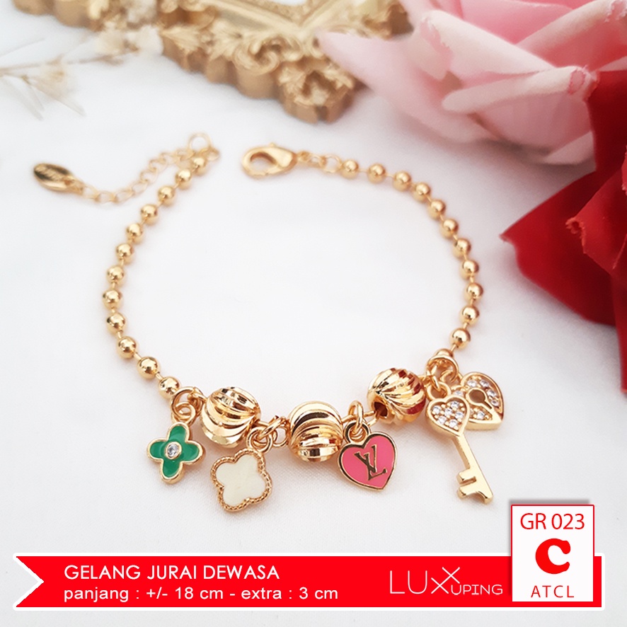 GR 023 Gelang Xuping Wanita Dewasa Permata Sirkon Perhiasan Lapis Emas 18K Pita Yaxiya Luxx Xuping