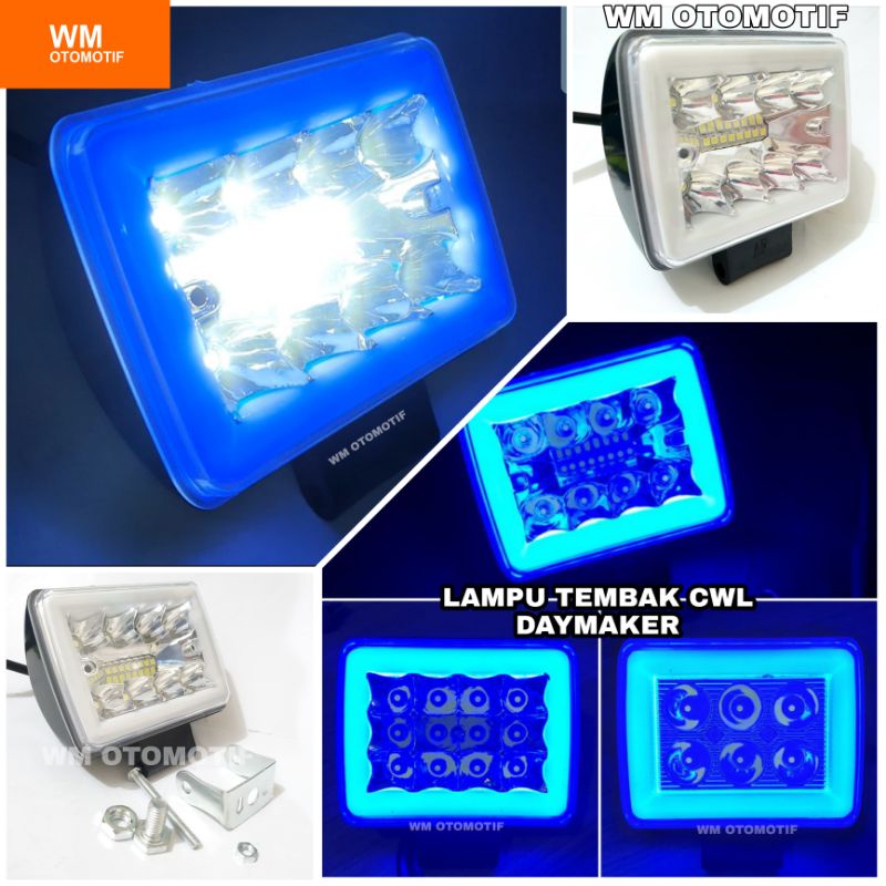 Lampu Tembak Sorot CWL Daymaker Mini 6 Led 12 Led 16 Mata Led Plus AE Ring Blue Waterproof Angel Eye Flash Running Motor Mobil Bar Cree Worklight Offroad Angle Eyes Bar Cree