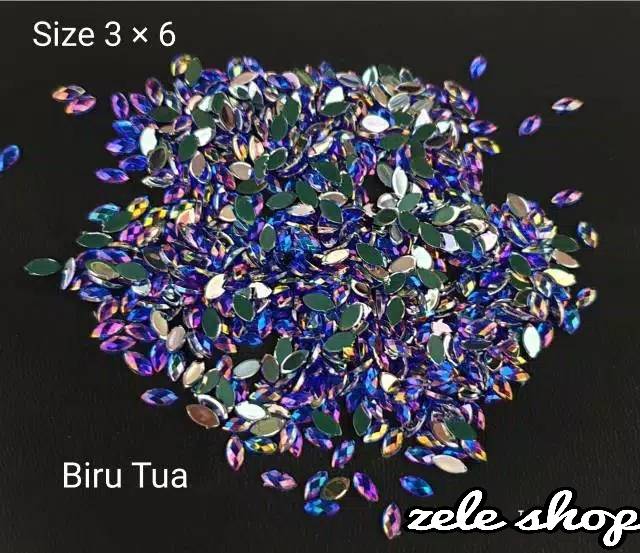 GEMS RUNCING KILAU AB 3x6 mm / BAHAN NAIL ART / HIASAN HENNA / HIASANTASBIH DIGITAL