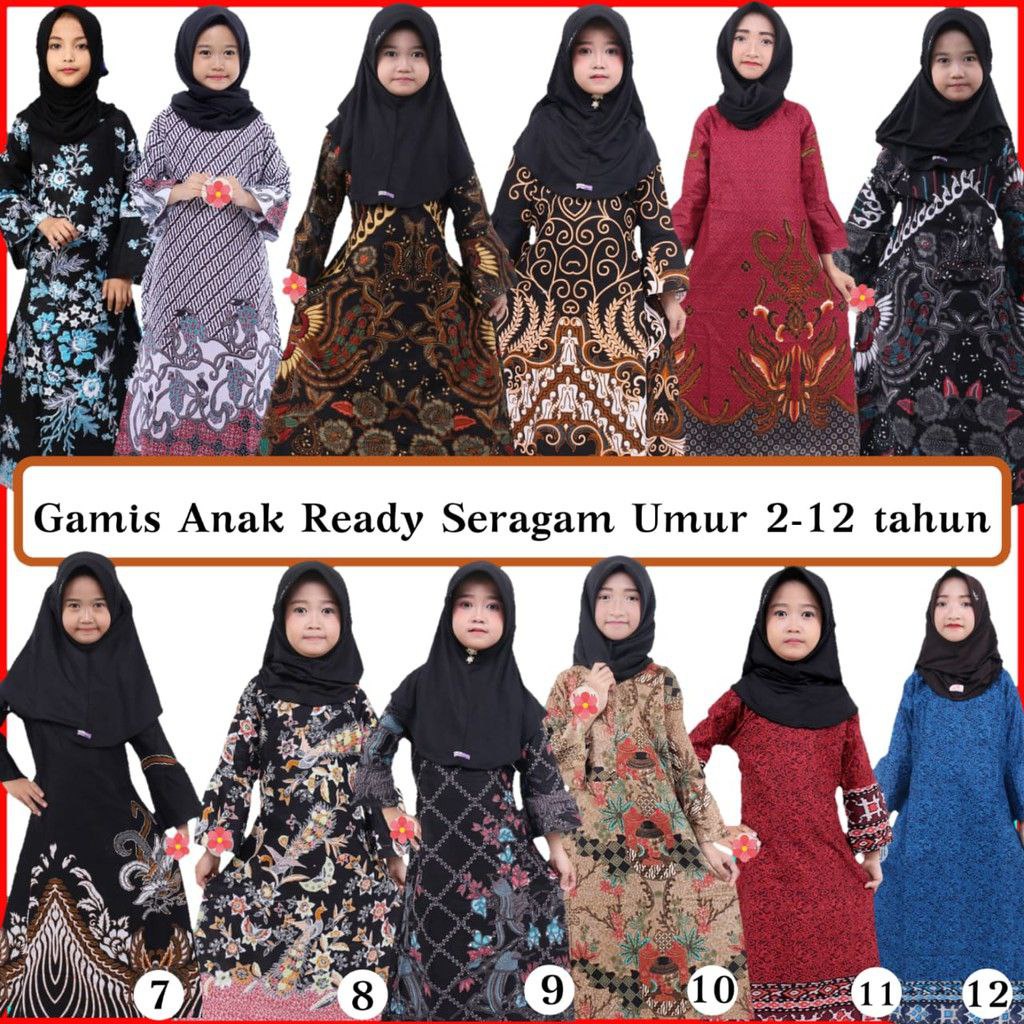 Baju Gamis Batik Anak Perempuan Umur 3-12 Tahun Modern / Drek Kondangan Pesta Anak Cewek