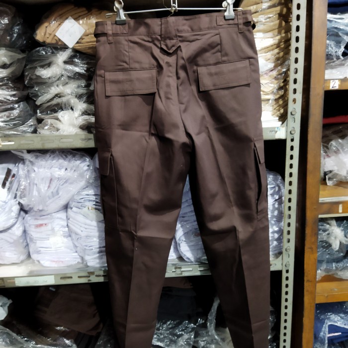 Celana PDL dewasa hitam/coklat pramuka bahan drill - cokelat pramula, 27