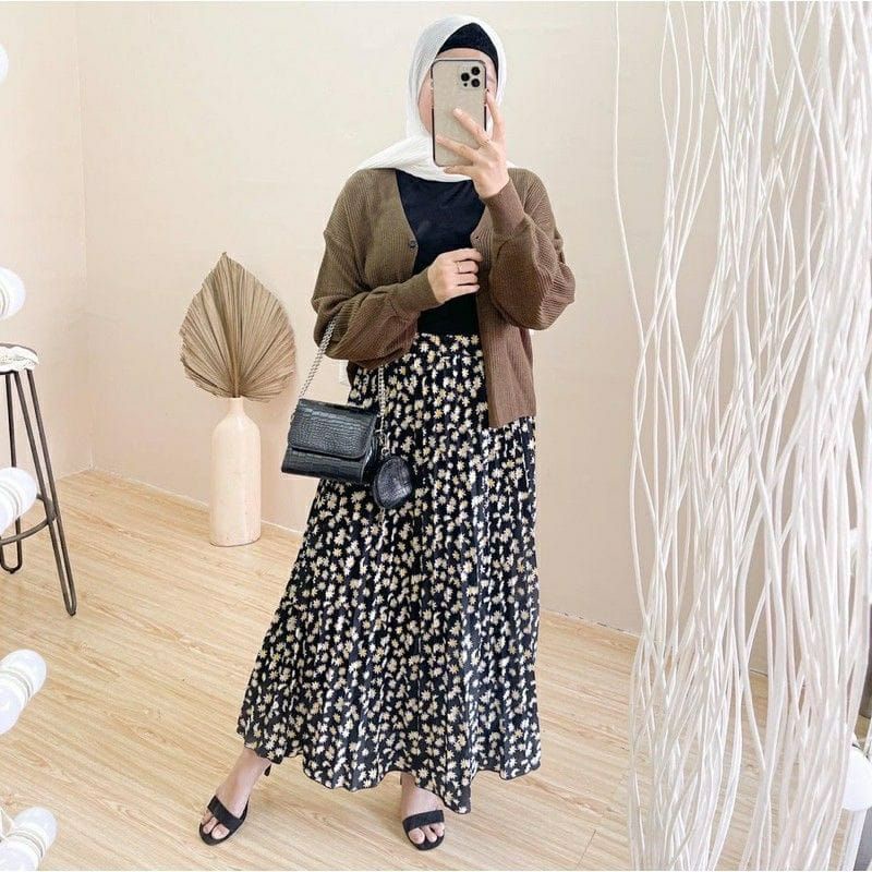 ROK PLISKET BUNGA MELATI / ROK PLISKET PREMIUM / ROK WANITA