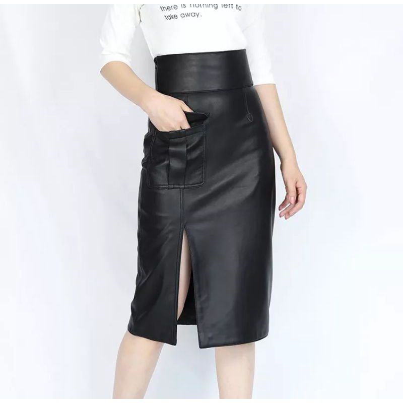 Rok Wanita Maxi High Waist Rok Panjang Span Belahan Split Seksi Dibawah Saku Kanan Model Rok Pensil Maxi Wanita Korea