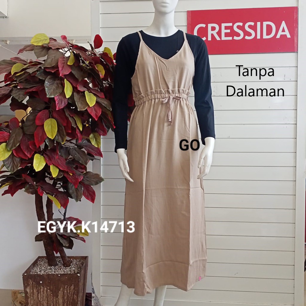 CRESSIDA GAMIS OVERALL Fashion Muslim Dress Muslimah Jumpsuit Tanpa Dalaman Singlet Berkancing