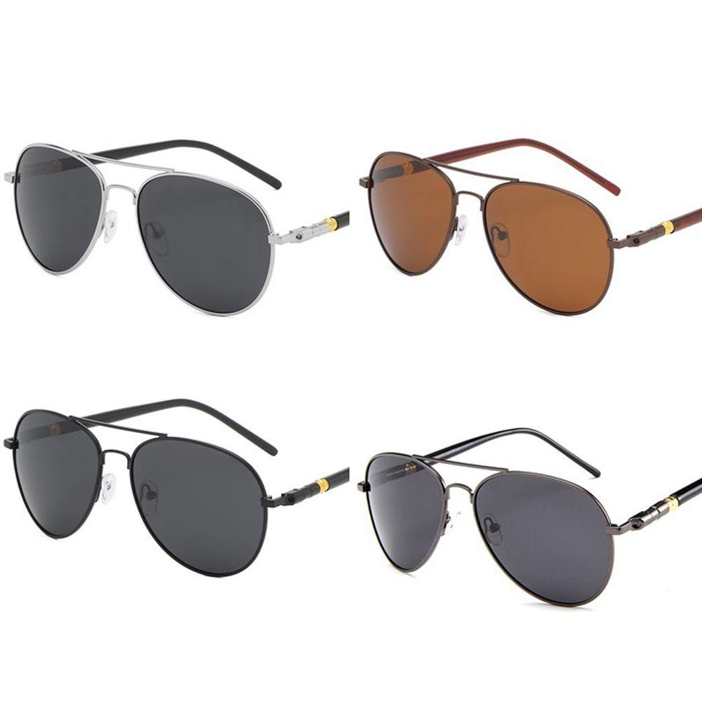 [Elegan] Pria Kacamata Hitam Street shot Vintage Vision Care Bingkai Logam Mengemudi Polarized Eyewear