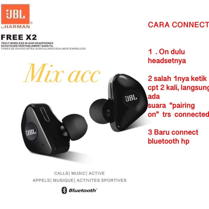 Headset bluetooth JBL X2 Wireless earphone bluetooth Isi 2 kiri kanan