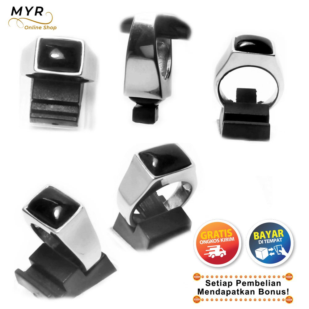 BISA COD Cincin Pria Batu Akik Berkhasiat Untuk Kejantanan dan Kesehatan Stamina Pria Ring TItanium