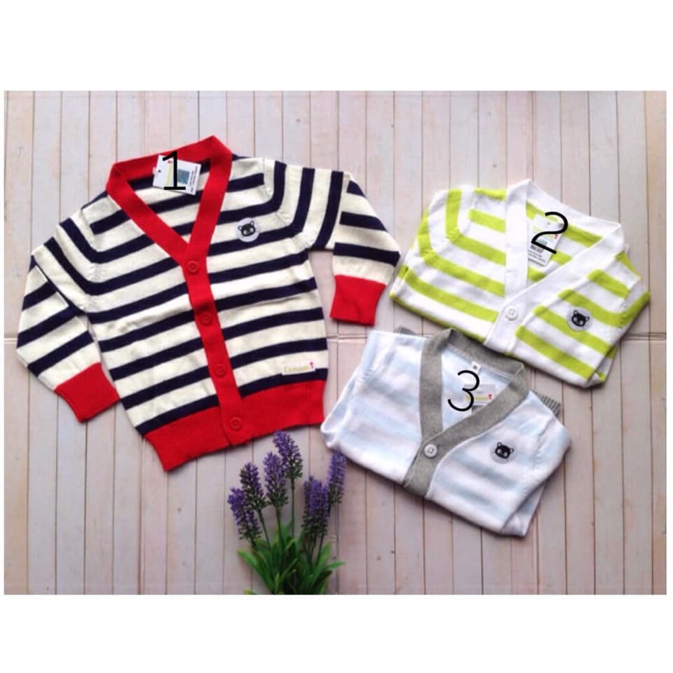 TOMOMI Cardigan V-neck Summer stripe SML