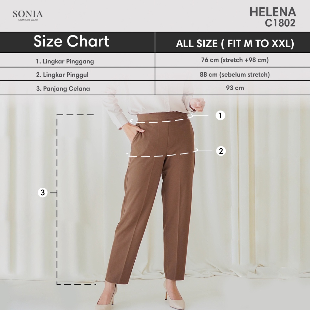 Sonia - Helena Pants C1802 by SONIA / Celana Pensil Panjang Wanita / Celana Kerja / Bawahan-8