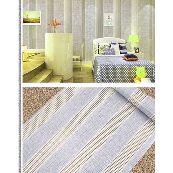 WALLPAPER DINDING STICKER GARIS GOLD 45 CM X 10 METER