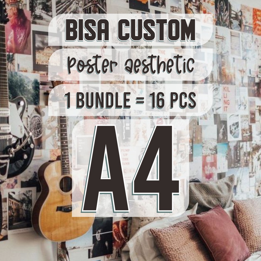 (16PCS) Poster aesthetic dekorasi kamar aesthetic poster a4 aesthetic poster retro vintage - A4