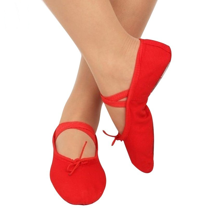 Sepatu balet anak warna PUTIH - MERAH / sepatu menari yoga / ballerina shoes