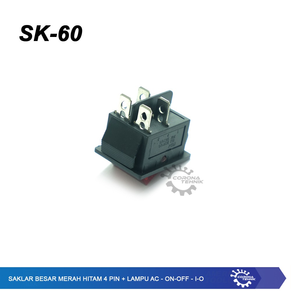 Saklar Besar Hitam 4 Pin - Lampu AC - ON-OFF- I -O