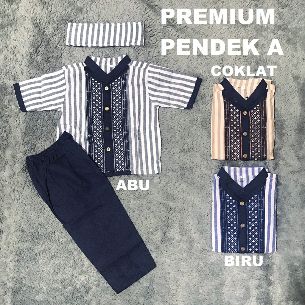 Baju Setelan Koko Anak / Setelan Muslim Anak Bordir PREMIUM 0-2 Tahun