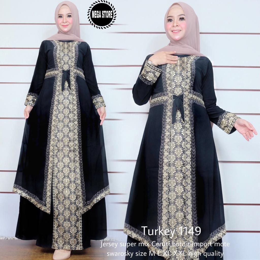 Gamis Hitam Bordir Swarosky Arabian Turki Murah | Gamis Tasik