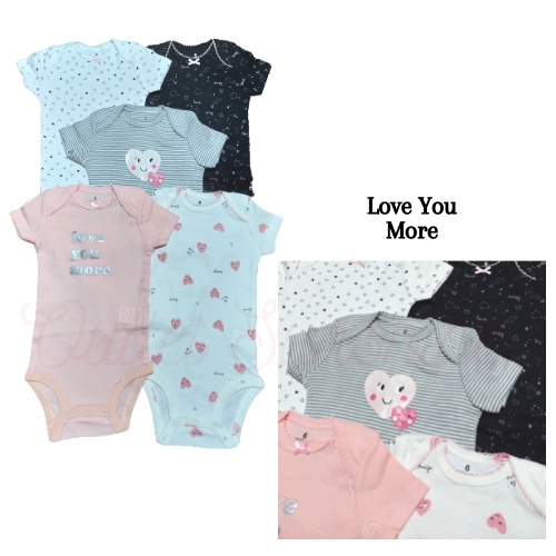 Baju Import 5in1 Jumper Anak Bayi Perempuan Laki Carters 1 - Bodysuit 5 in 1 Carter Baby-Love You More