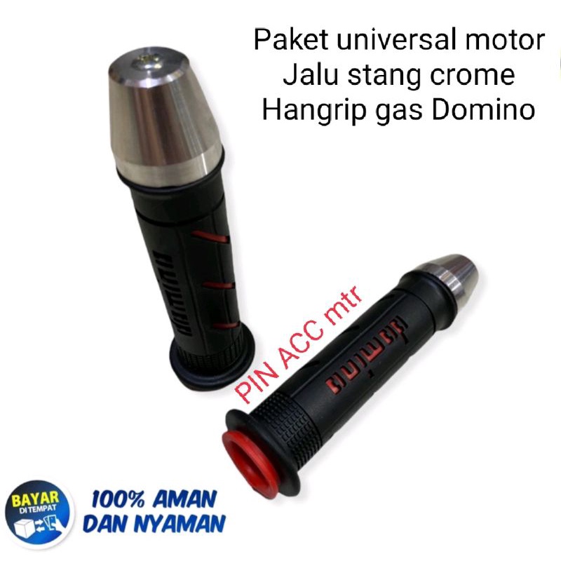 Paket promo Jalu stang crome+Hand grip gas Domino universal motor NMAX AEROX PCX ADV VARIO DLL