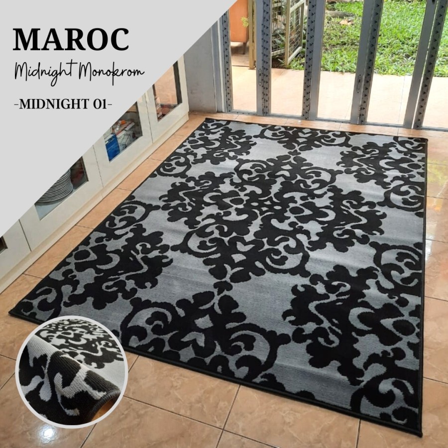 MAROC Karpet Lantai 160x210 Midnight Monokrom - Midnight 01