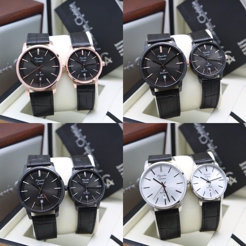 Jam Tangan Couple Kulit Alexandre Christie  AC 1030 Original