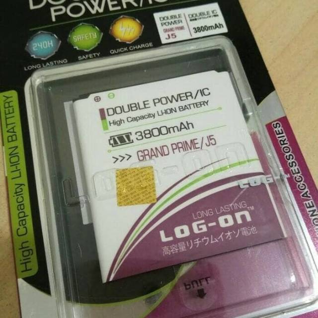 Baterai Log on Double Power Samsung J5 2015 Grand Prime G530 J3 J2 Prime