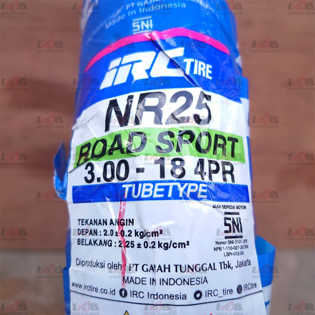 IRC NR 25 Ukuran 3.00 Ring 18 Road Sport Ban Luar Tubetype Motor Sport