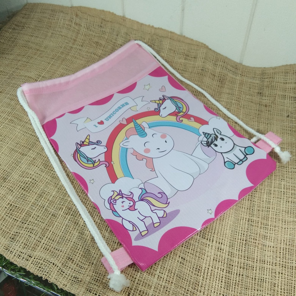 Tas Ultah Unicorn Serut Backpack Ready stock backpack tas ulang tahun Unicorn Pink terlaris