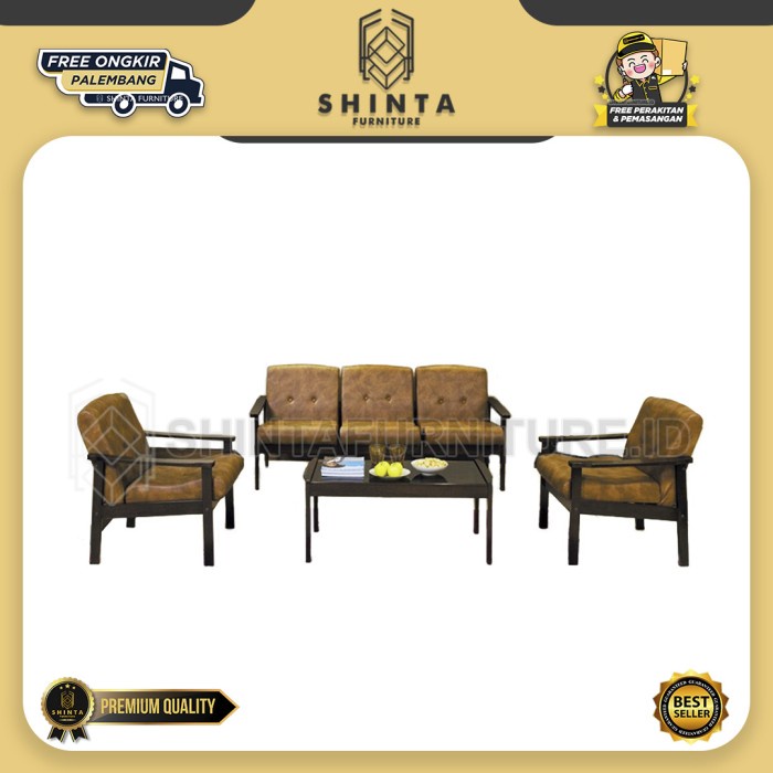 Sofa Cemara Set 311 + Meja Tamu Tangan Kayu Furniture Palembang