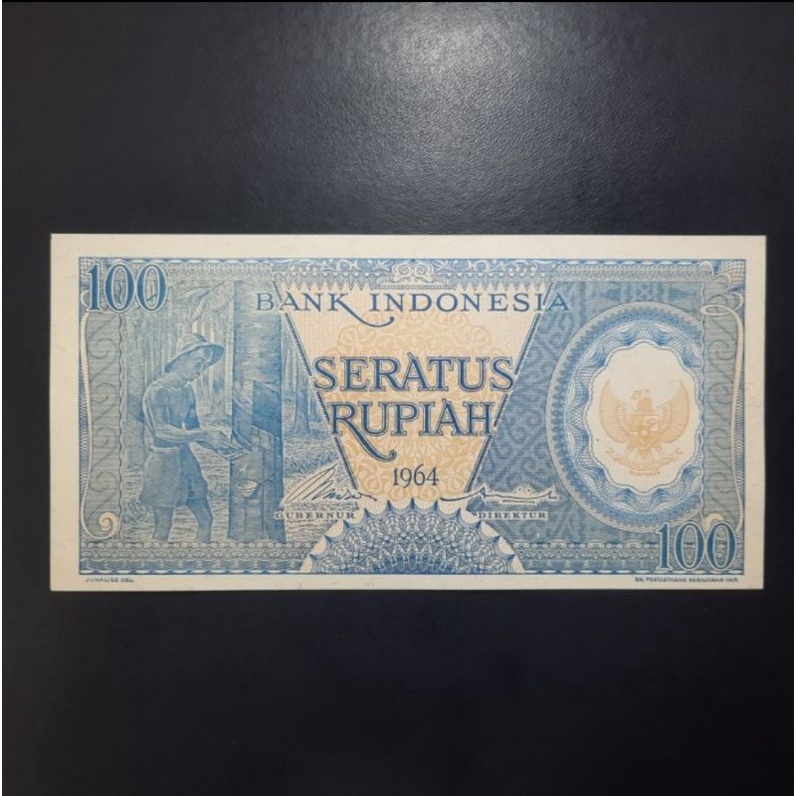 UANG KUNO 100 RUPIAH SERI PEKERJA BIRU TH 1964- GRESS UNC PREMIUM