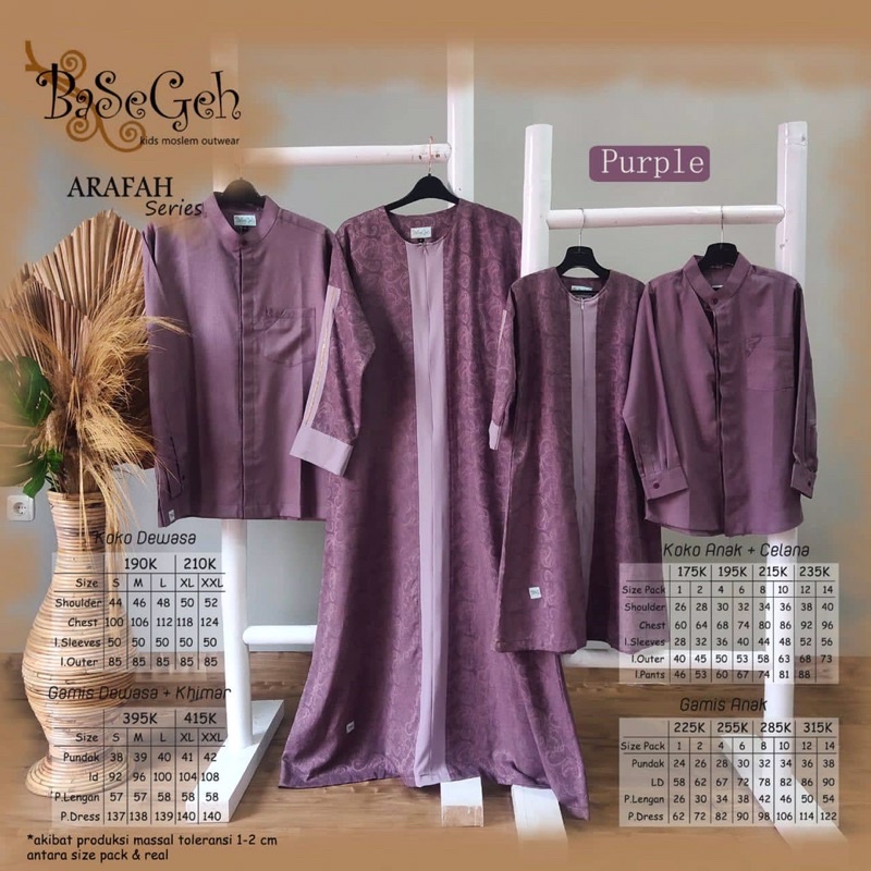 family set arafah basegeh /gamis set anak dg cadar yaman