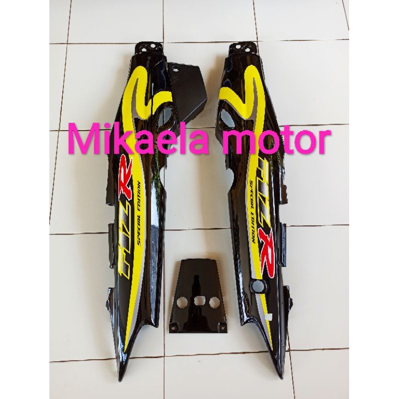 cover body belakang plus box aki fizr f1zr caltex hitam kuning