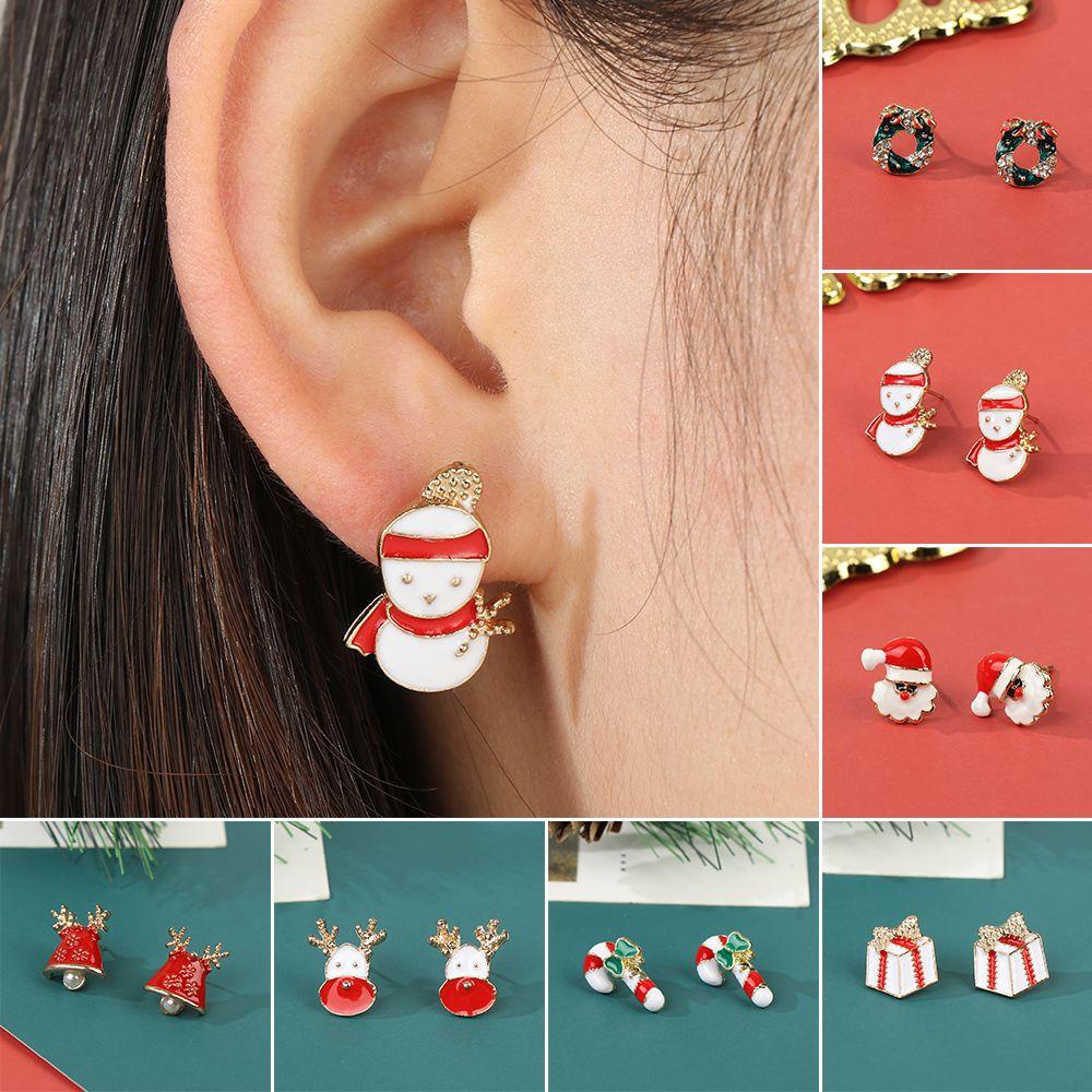 Top Ear Studs New Pesta Perhiasan Liontin Perhiasan Liontin Santa Claus Elk Menetes Minyak Ornamen