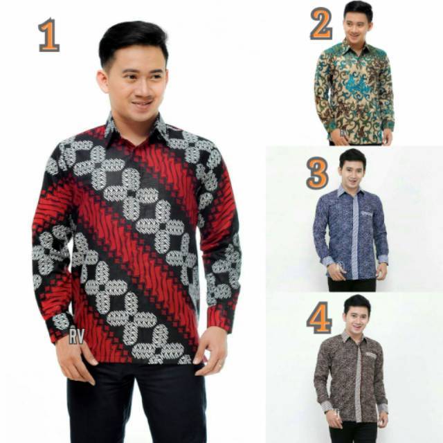 BSWART Batik HRB026 Kenongo Hem Pendek Padi Pekalongan M L XL Batik Pria MURAH Modern Grosir