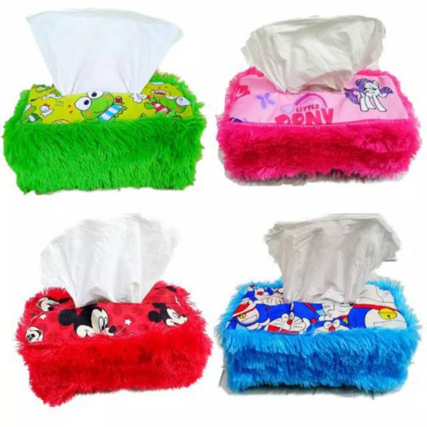 Tempat Tissue Sarung Tissue Bulu Rasfur / Tempat Penyimpanan Tissue Karakter Murah / TS-56