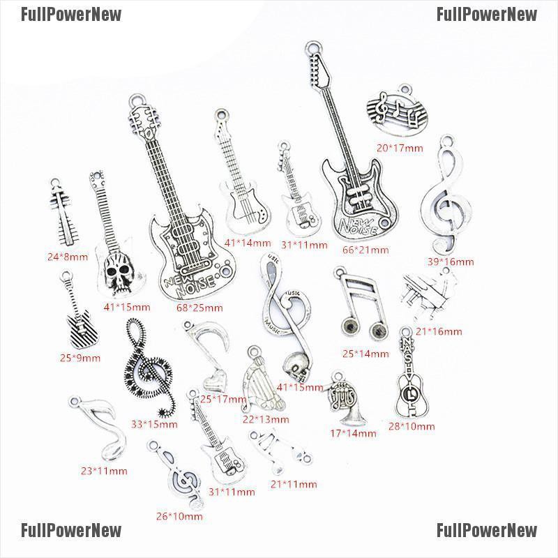 [FULLのJY] 21Pcs/Set Vintage Alloy Guitar Musical Note Charms Pendant DIY Jewelry Findings