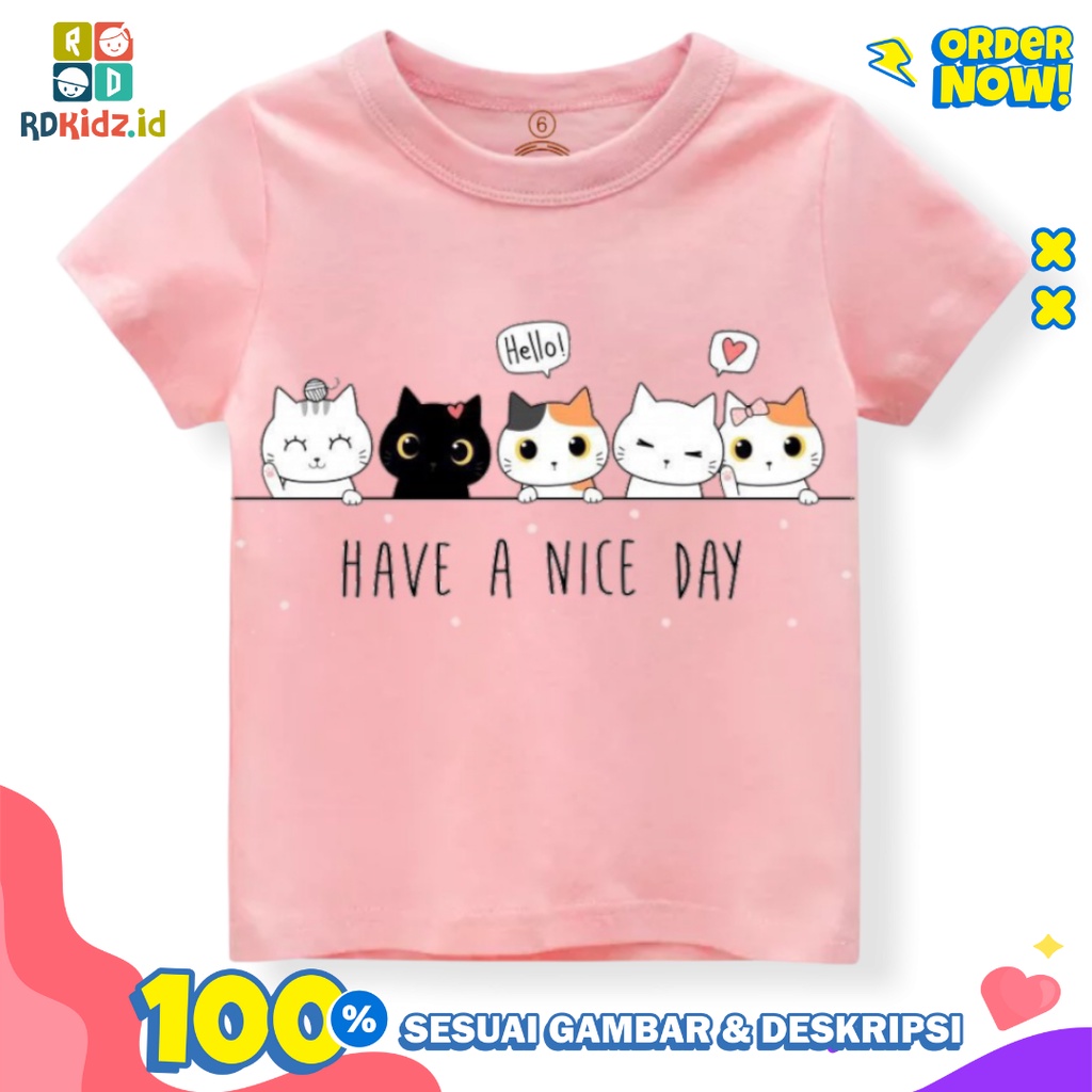 Rdkidzid Kaos Anak Perempuan / Atasan Anak Perempuan / Baju Anak Perempuan Motif New 5Cats