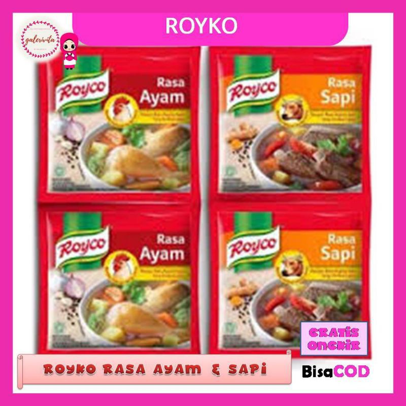 

Royco Penyedap Rasa Sapi Dan Ayam/Royco Bumbu Penyedap Makanan Rasa Kaldu Ayam Dan Sapi 9 GramA68