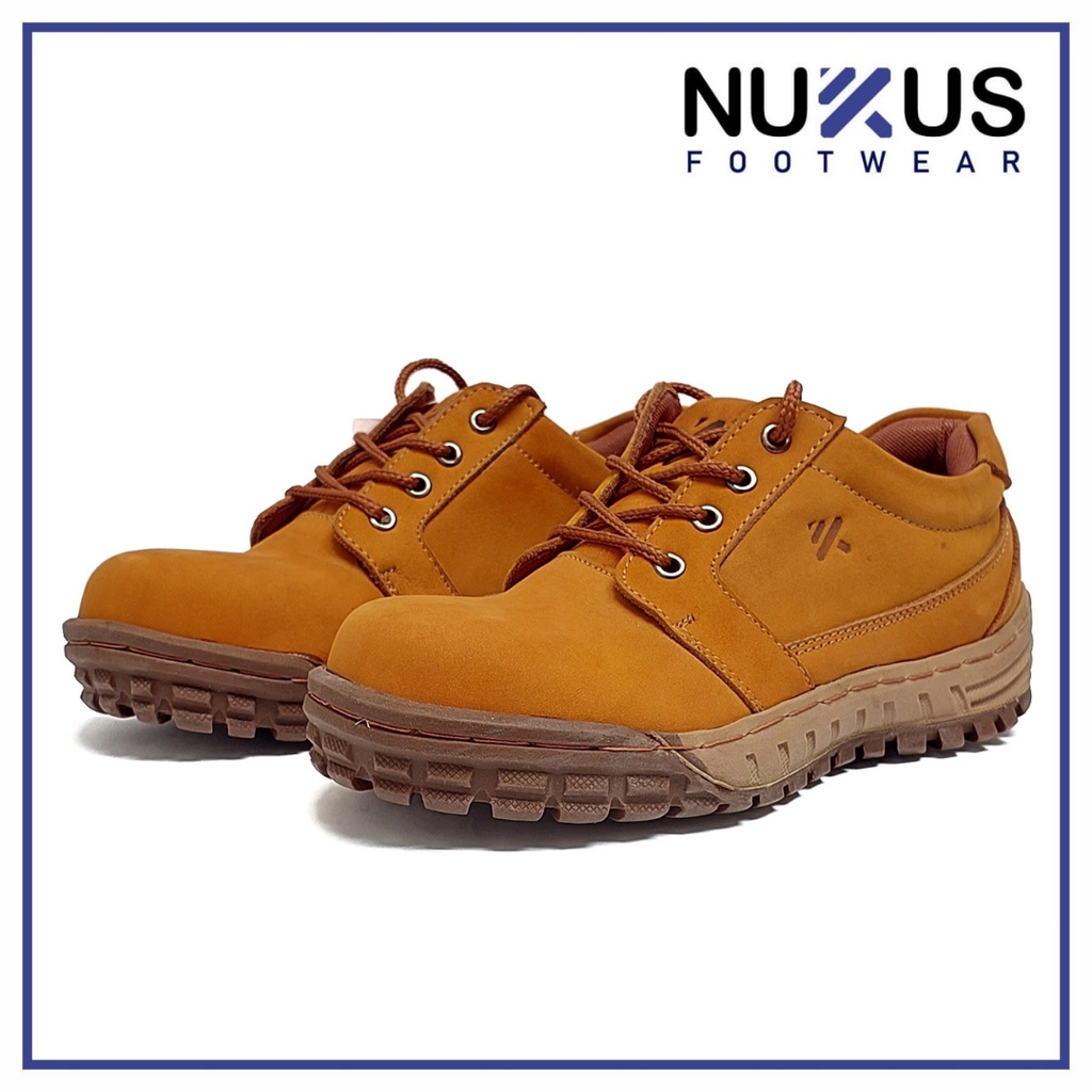 Nukus Safety Shoes Ujung Besi Tali Pendek Cokelat Tan - PT NB