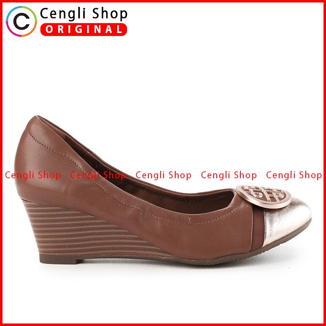 SEPATU WEDGES WANITA HUSH PUPPIES ORIGINAL KULIT BRANDED COKLAT HW12