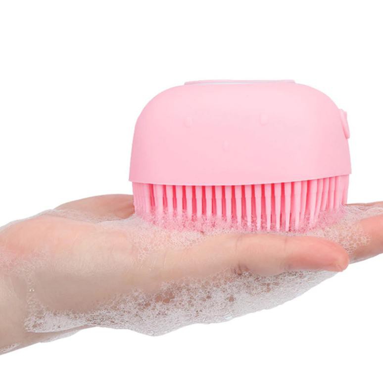 Sikat Mandi Badan Bath Brush Soft Silicone with Soap Container 80ml - LDS17