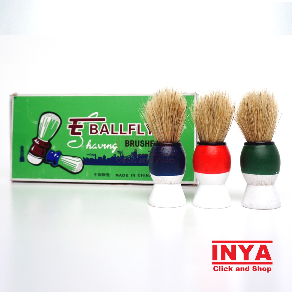 EBALLFLY SHAVING BRUSH  NATURAL HAIR HORSE 6 pcs BOX - Kuas Cukur Kumis Bulu Kuda