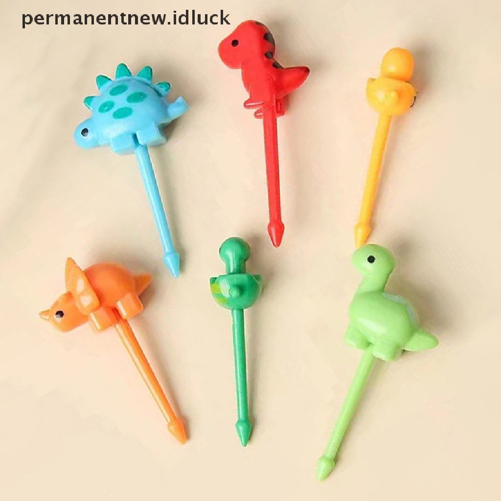 6 Pcs Garpu Buah Mini Bentuk Kartun Hewan Dinosaurus Untuk Anak