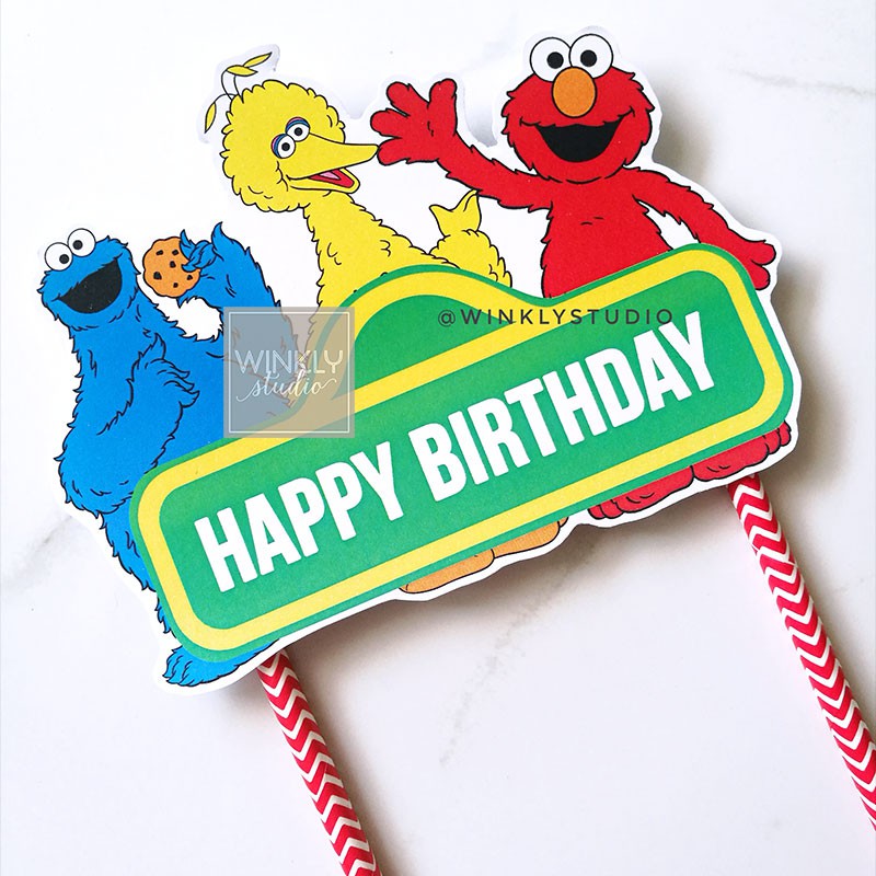 Big Cake Topper Elmo Ready / Sesame Street Topper Kue Tart / Hiasan Kue Ulang Tahun Cookie Monster