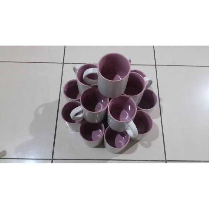 Mug murah warna dalam bisa untuk sablon Pink Gelap