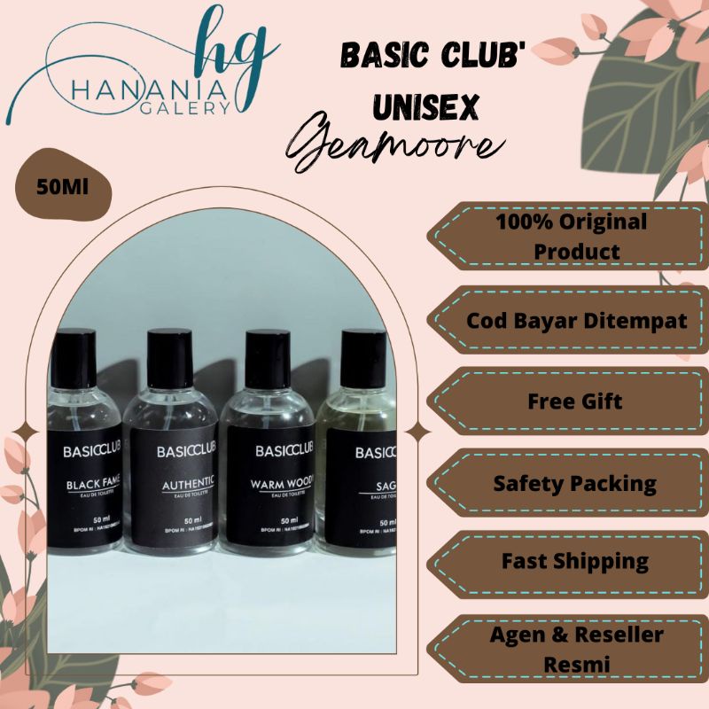 (FREE GIFT) PARFUM BASIC CLUB' UNISEX / PARFUM BASIC CLUB GEAMOORE 50ml BPOM ORIGINAL 100%